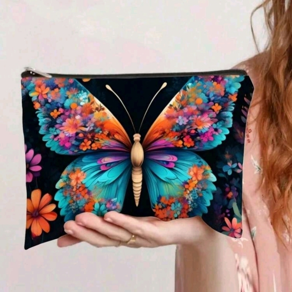 Boho Butterfly Colorful Zipper Purse Pouch